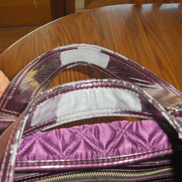 Marc Jacobs Tote Bag Quilted Purple Flawed Handles - Picture 3 of 15